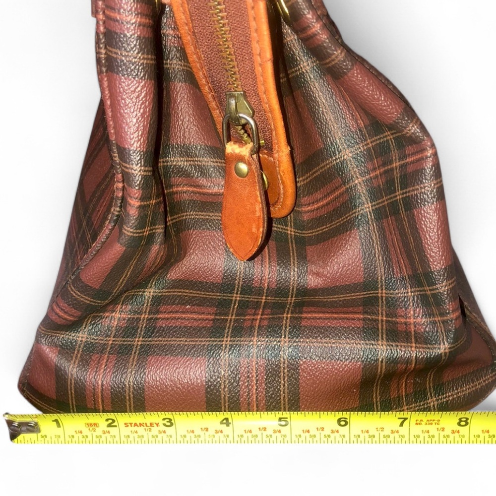 RALPH LAUREN Tartan Plaid Brown Green Doctor Boston Weekend Travel Suitcase - Picture 15 of 17